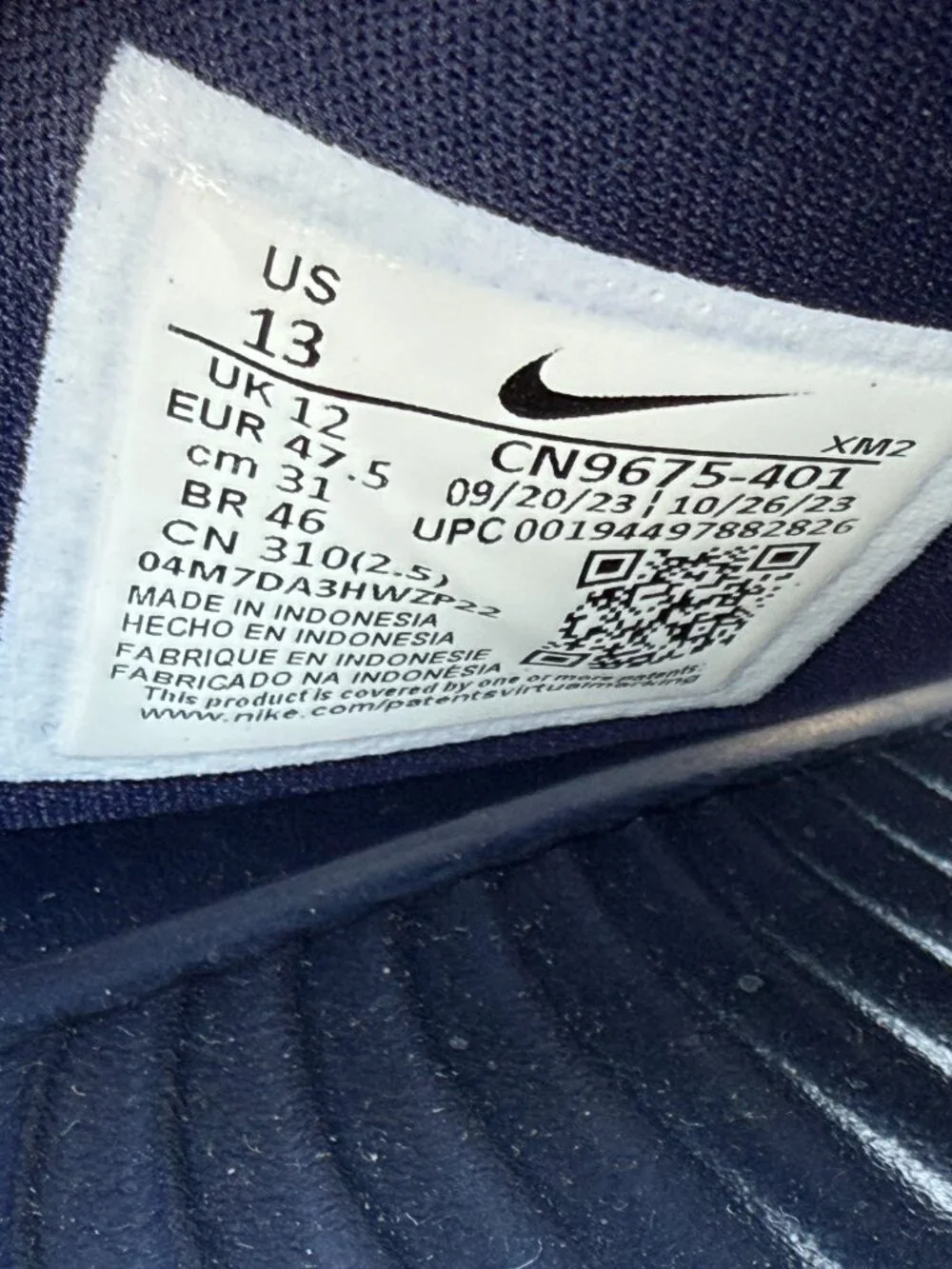 NWT Nike Men's US 9-13 Midnight Navy/White Victori One Slides CN9675-401